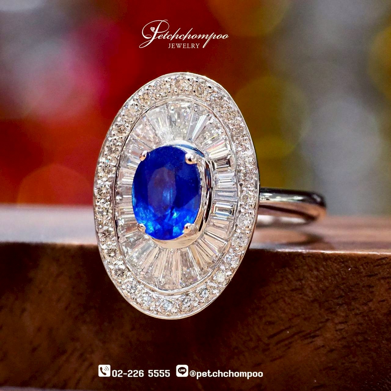 [29990] African Sapphire Halo Brilliance™1.56 carat Ring Discount 75,000