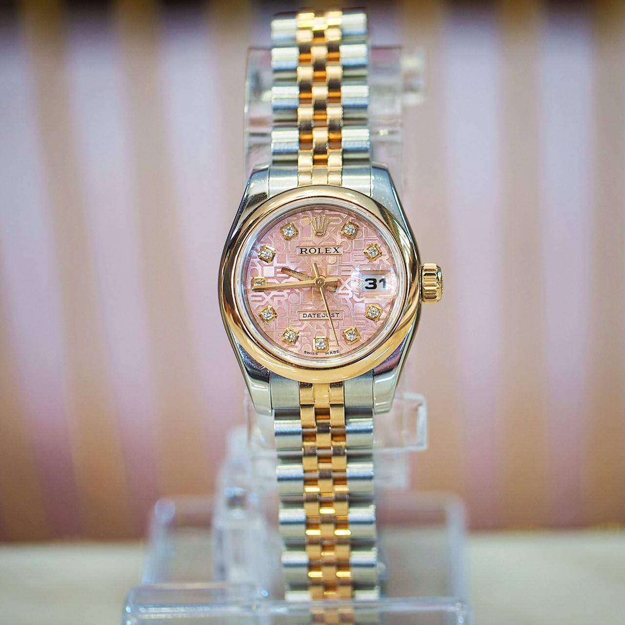 [27165] นาฬิกา Rolex lady ตัวเรือน 2กษัตริย์ pink gold 18k เลขเพชร  210,000 