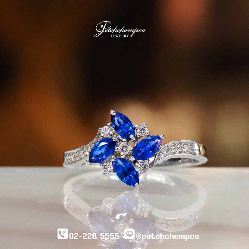 [29594] Ceylon blue sapphire ring with diamonds  19,000 