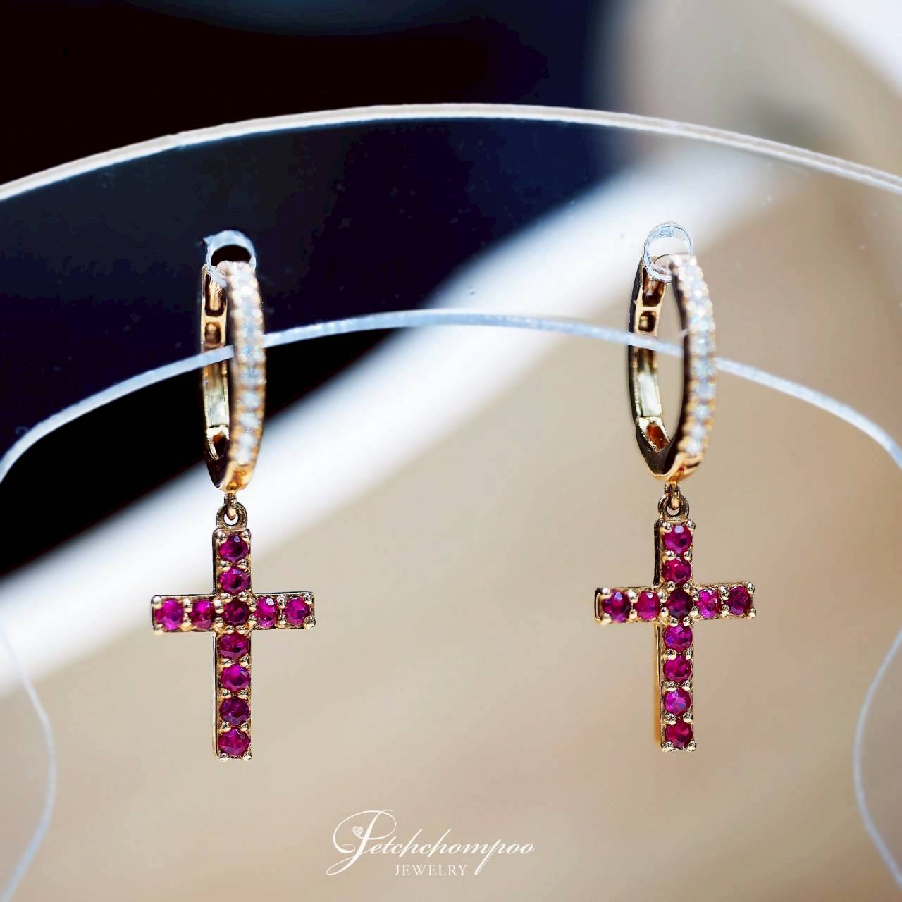 [30647] ต่างหูทับทิม Ruby Faith Cross ศรัทธาแห่งหัวใจ  29,000 