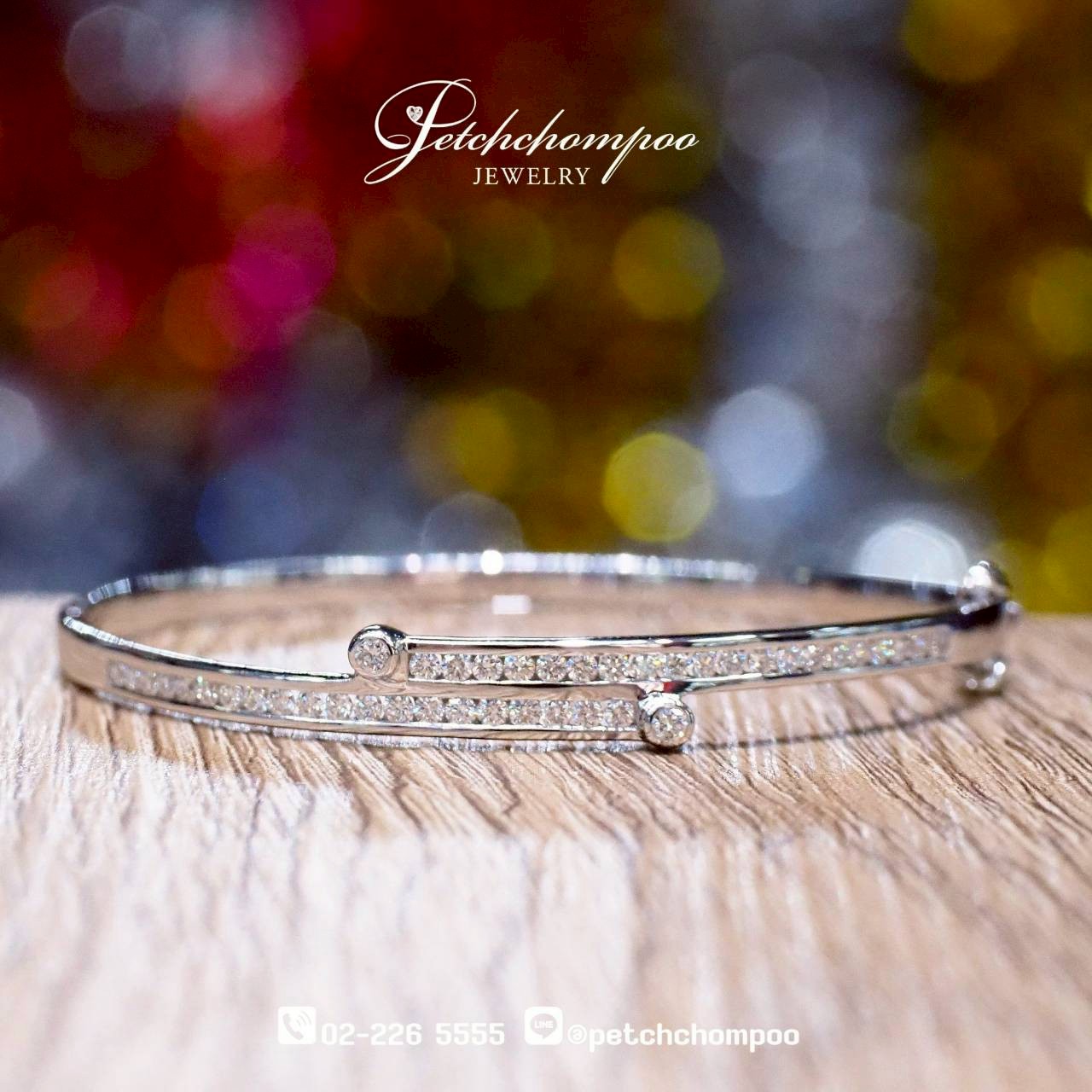 [30020] กำไลเพชร Double Line Elegance™1.07 กะรัต ทองคำขาวเส้นคู่ ลดราคาเหลือ 70,000