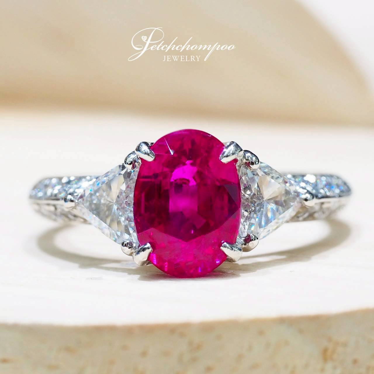 [30829] Burmese Ruby Ring, Crimson Trinity, 2.52 carats | GFCO  299,000 
