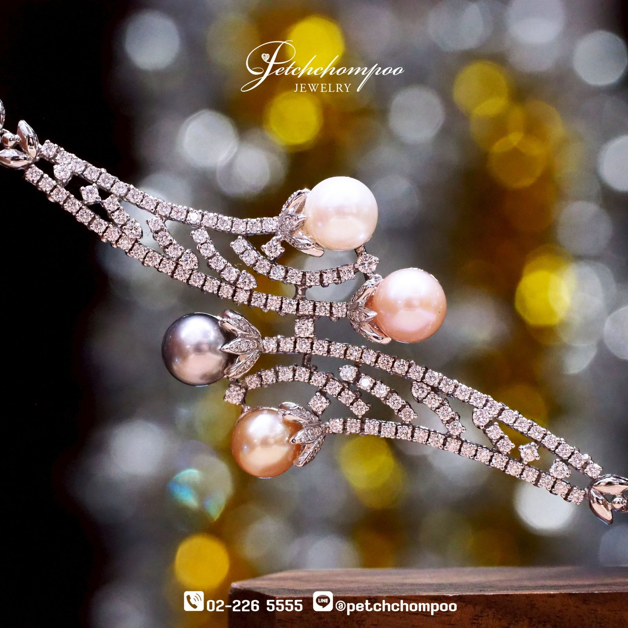 [025037] Multicolor pearl bracelet with diamonds  199,000 
