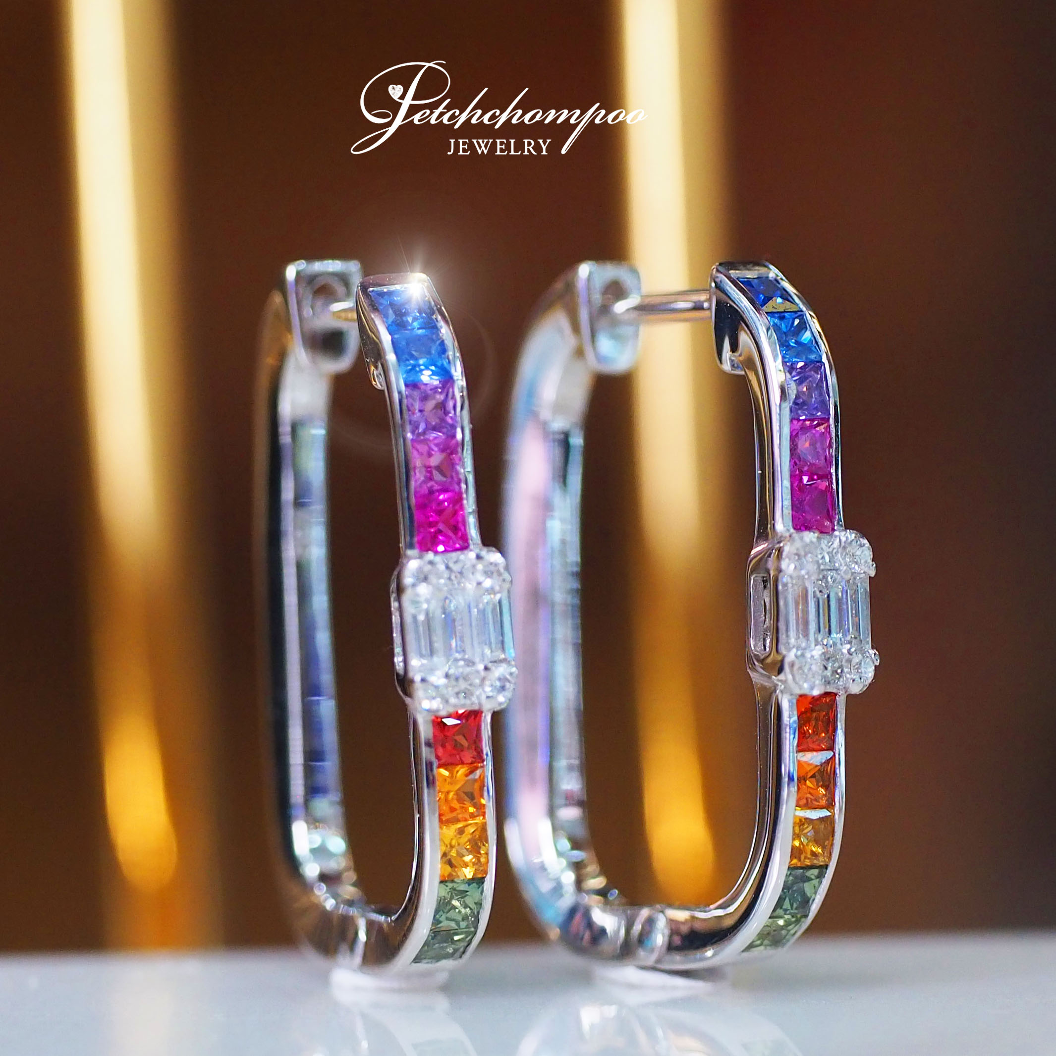 [26979] Multicolor Sapphire Diamond Earrings  49,000 
