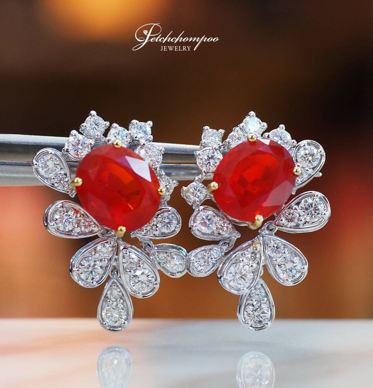 [28882] Fire Opal with diamond earring  129,000 