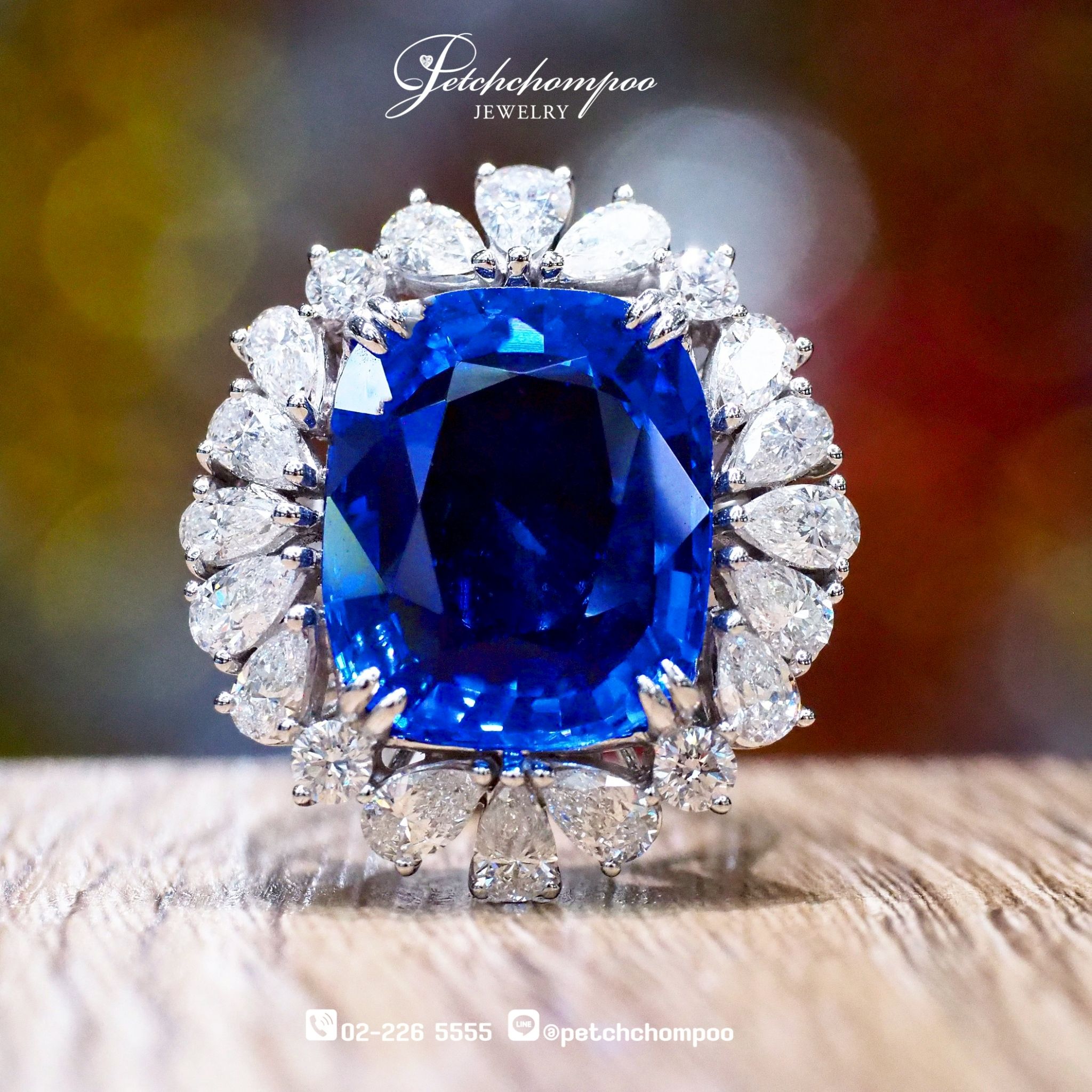 [25542] แหวนไพลินซีลอน Cornflower Blue 17 กะรัตเซอร์ AIGS  2,590,000 