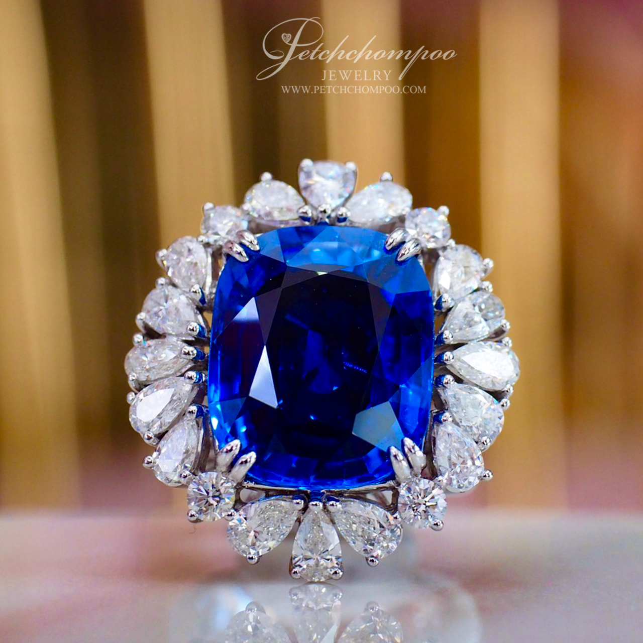 [25542] แหวนไพลินซีลอน Cornflower Blue 17 กะรัตเซอร์ AIGS  2,590,000 