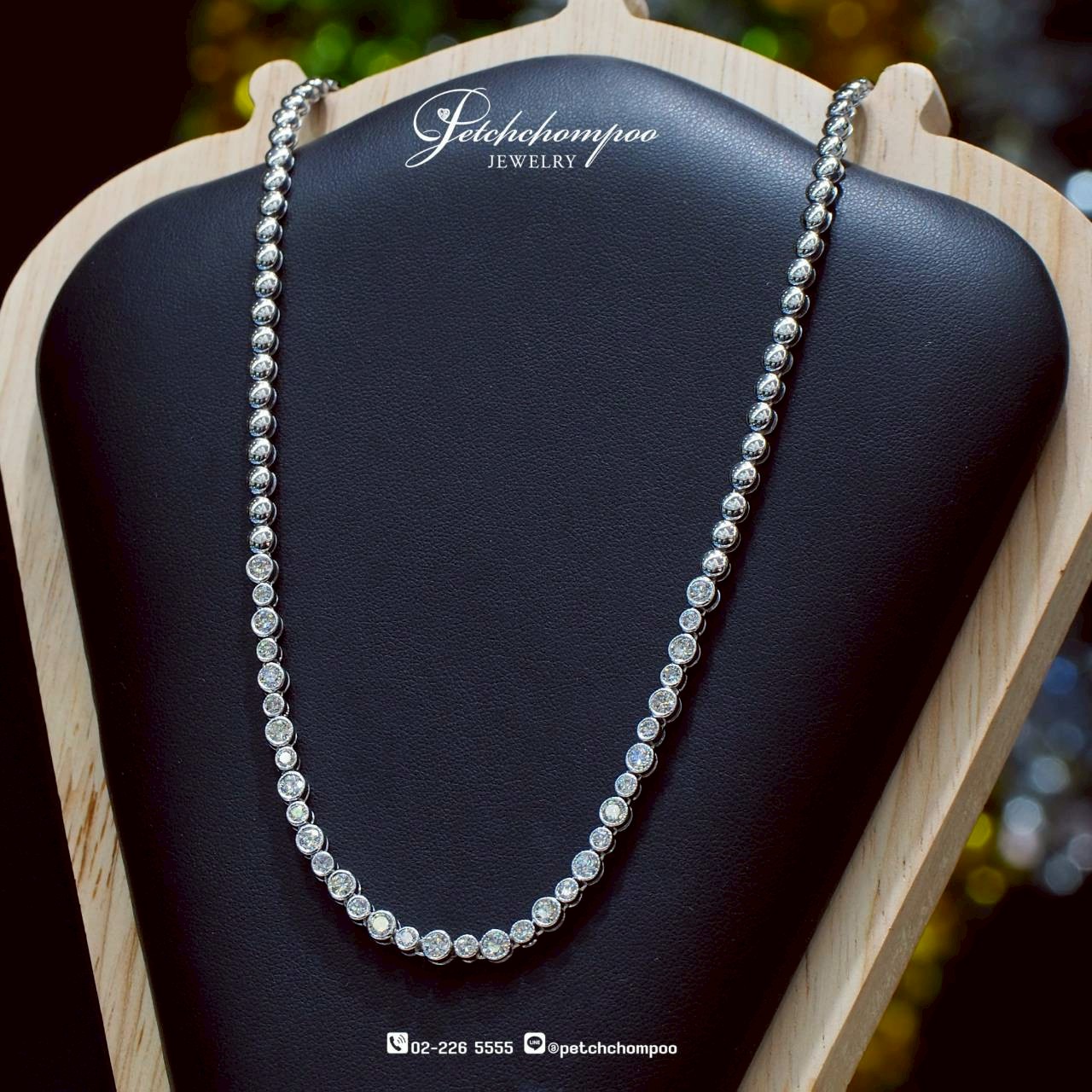 [30188] Diamond Bezel Luxe™ สร้อยคอเพชร 2.50 กะรัต ดีไซน์ฝังจิกไข่สุดคลาสสิก  149,000 