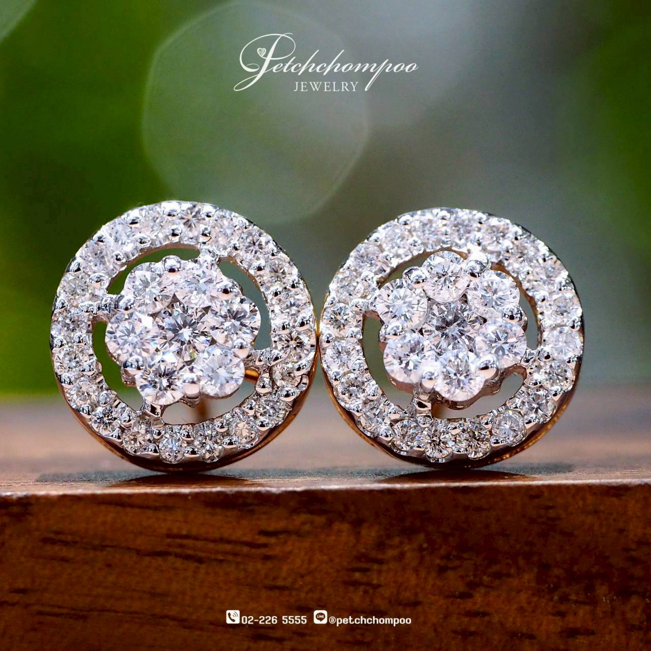 [30455] Twilight Halo Bloom™ 1.10 carat diamond flower earrings  59,000 