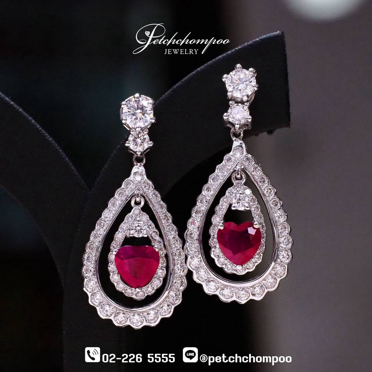 [29858] Ruby Romance” Heart-Shaped Ruby & Diamond Earrings – 3.69 Carats  119,000 