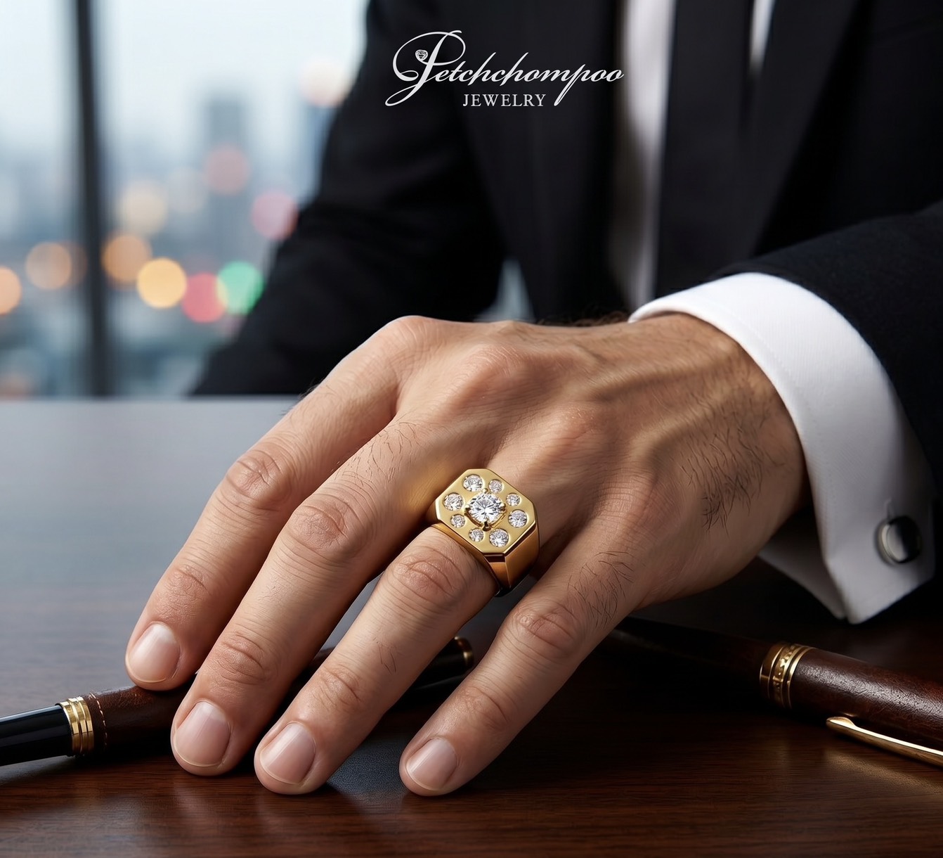 [25726] Gentleman OctaLux™ Diamond Ring – 1.00 Carats in Solid Gold Discount 199,000