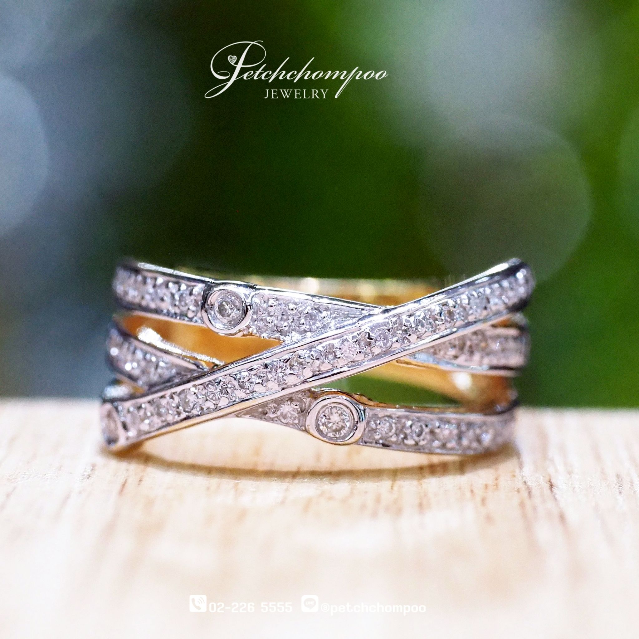 [30163] Sparkling Layers™ Crisscross Diamond Ring 0.60 CT Discount 39,000