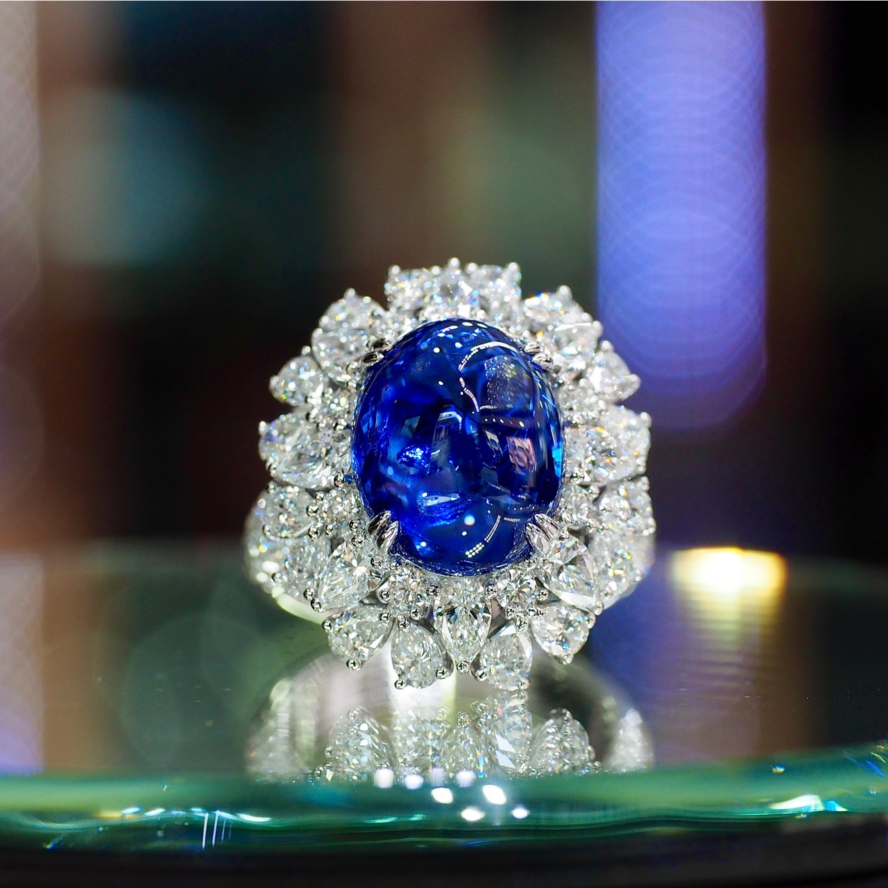 [26708] Sugarloaf Royal Blue Ceylon Ring 9.53 carat GFCO Discount 489,000