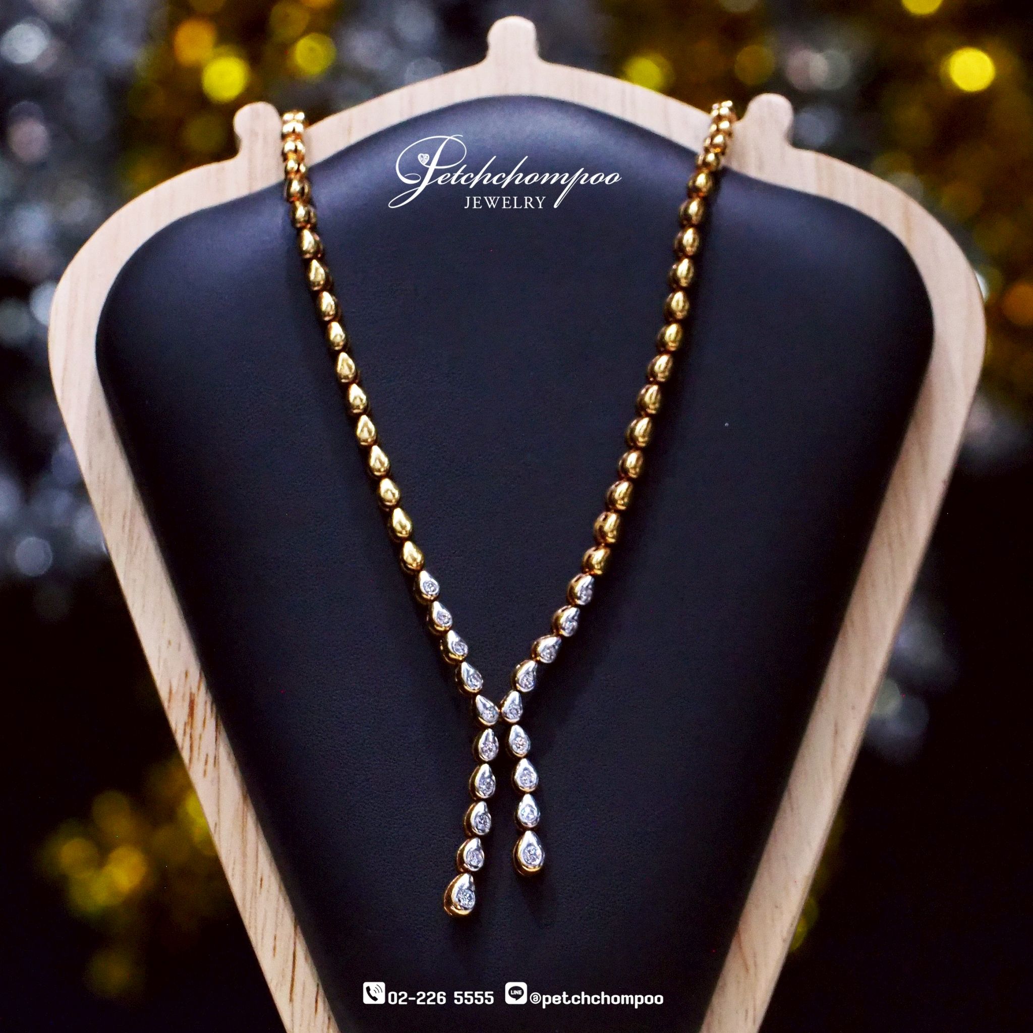 [011094] Golden Drizzle – Diamond Drop Necklace in 18K Yellow Gold | 1.00 ct Belgian Cut Diamonds Discount 159,000