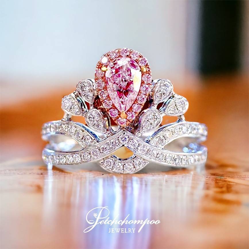 [27422] แหวนเพชรหยดน้ำ Pink Diamond 0.50 กะรัต เซอร์ HKD  239,000 