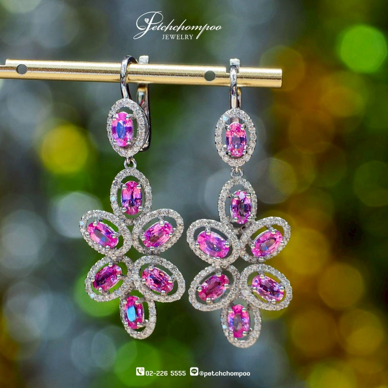 [30260] ต่างหู Pink Sapphire Blooming Belle™ 7.85 กะรัต ดีไซน์ดอกไม้ล้อมเพชร  89,000 