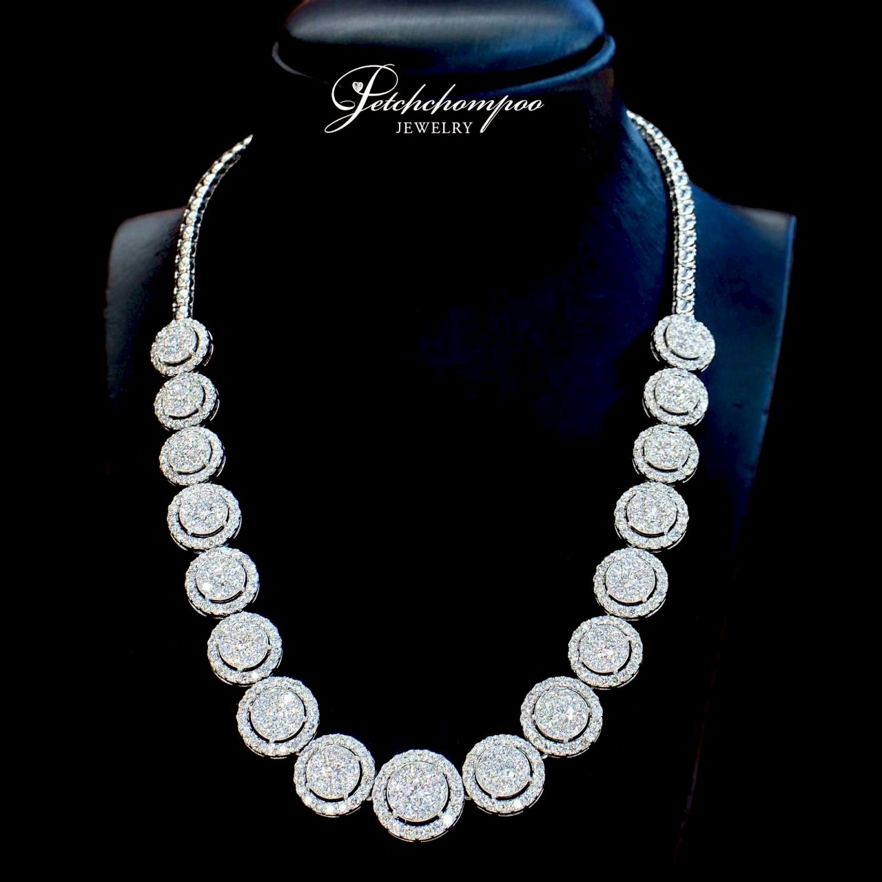 [28442] Circle of Grace – 15.00 ct Diamond Halo Necklace in 18K White Gold  490,000 