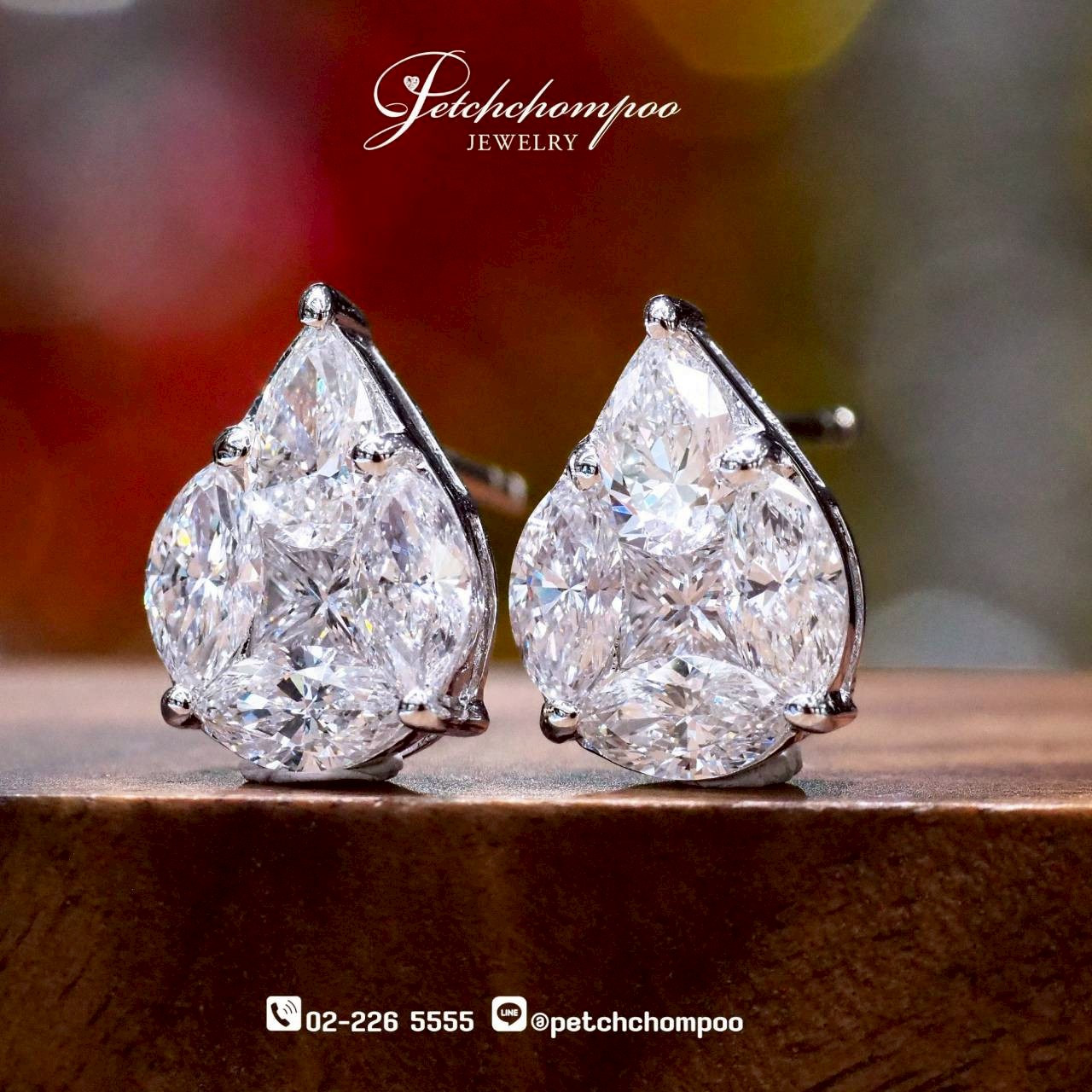 [29996] ต่างหูเพชร Fancy Teardrop 2.52 กะรัต ลดราคาเหลือ 155,000