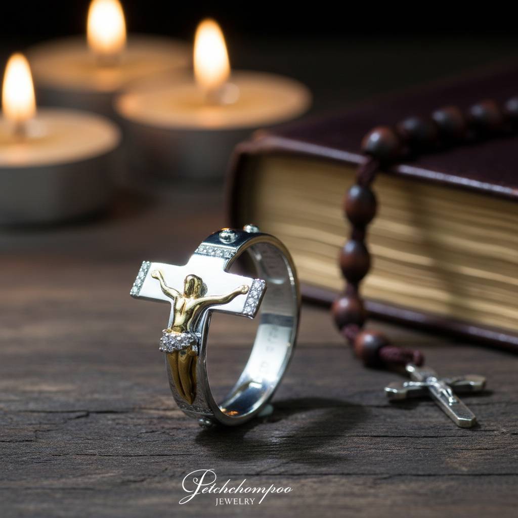 [30623] Divine Cross Two-Tone Ring with Diamonds  39,000 