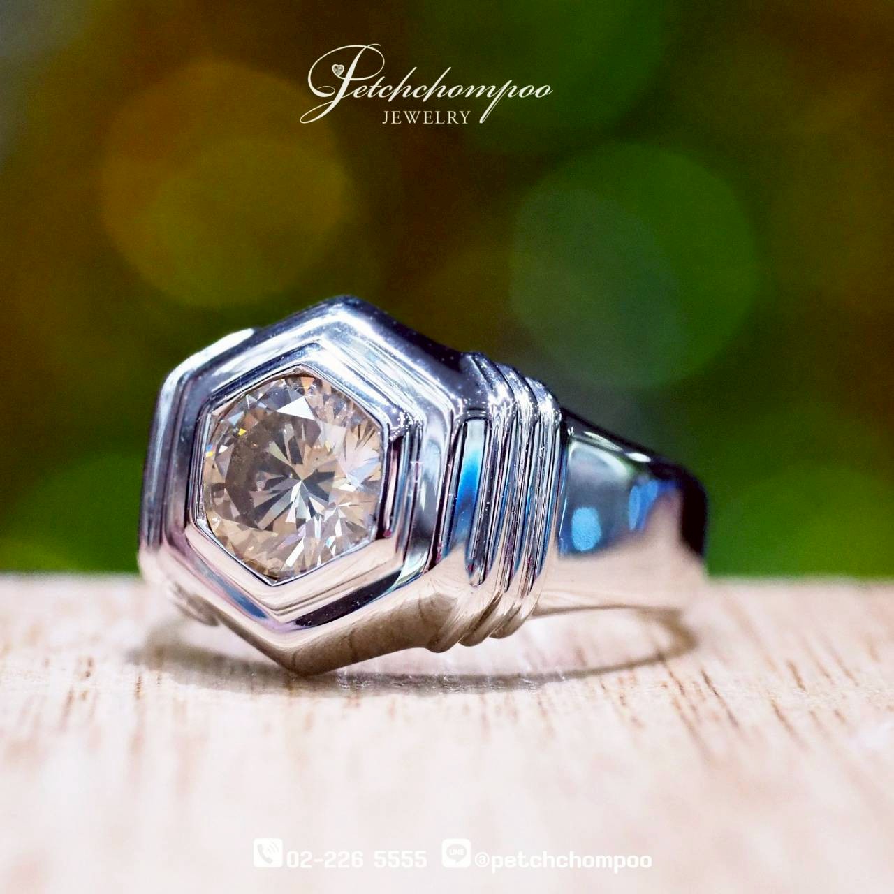 [30077] Hexa Valor™ Men's Diamond Ring – Hexagonal Bezel, 1.31 Carats Discount 59,000