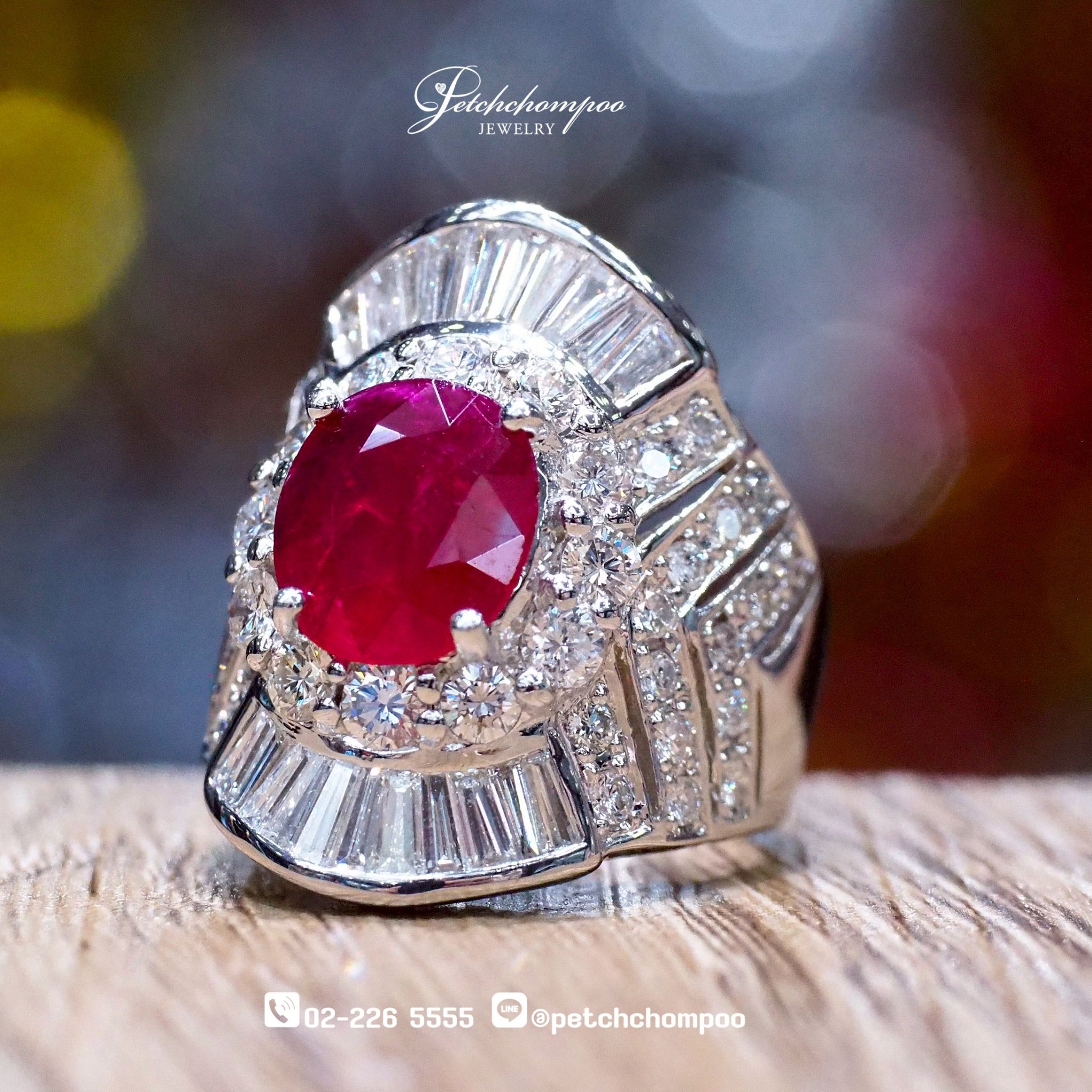 [26972] 2.22 ct ruby ring with diamonds,Emil certificate  169,000 