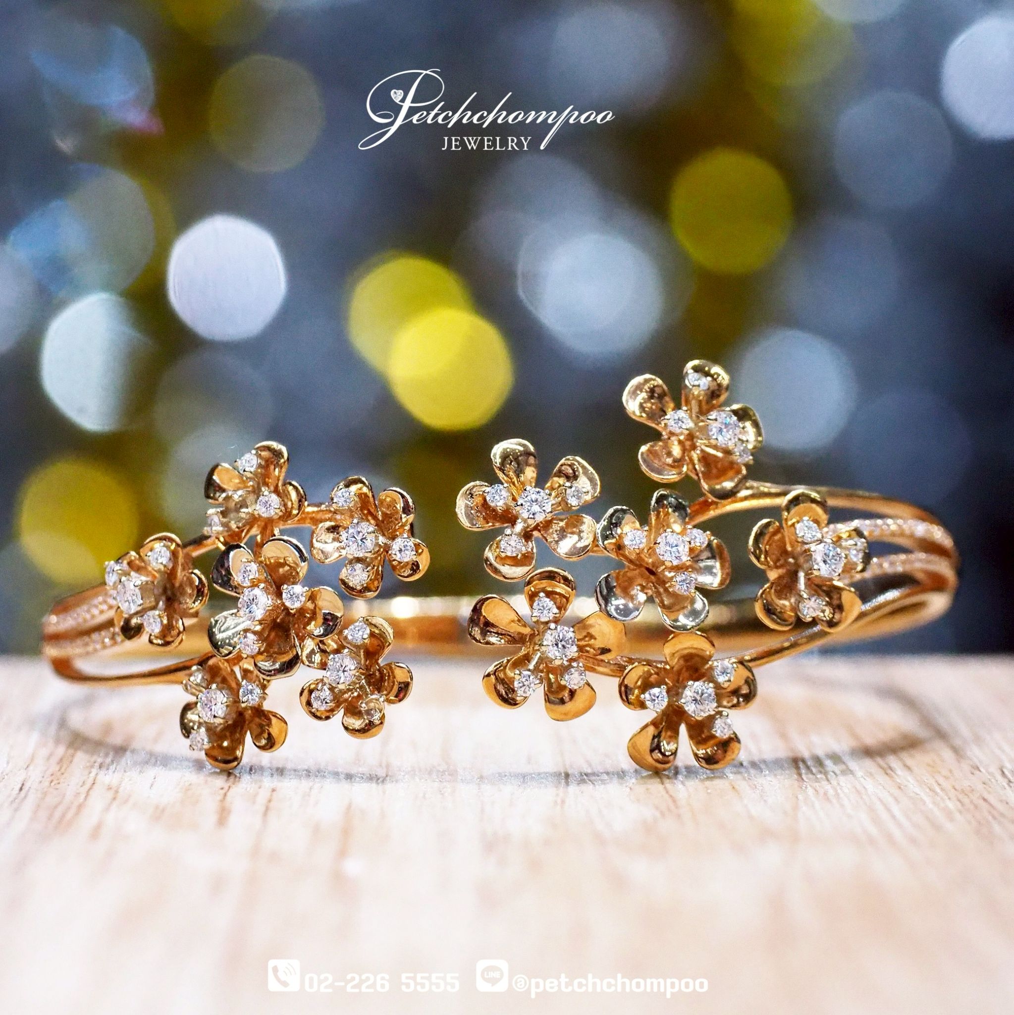 [021959] “Blooming Grace™” – 18K Pink Gold Floral Diamond Bangle, 1.08 Carats  129,000 