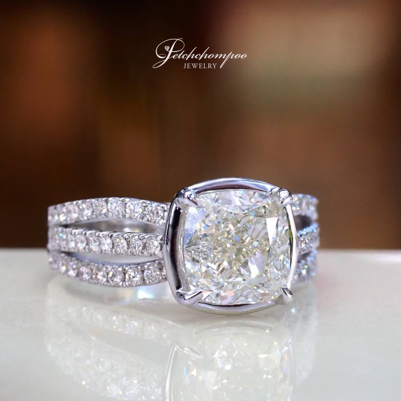 [29357] Lumina Cushion™3.01 carat  Ring – Perfect Brilliance in Every Angle   | K / VVS1 / HRD Discount 499,000