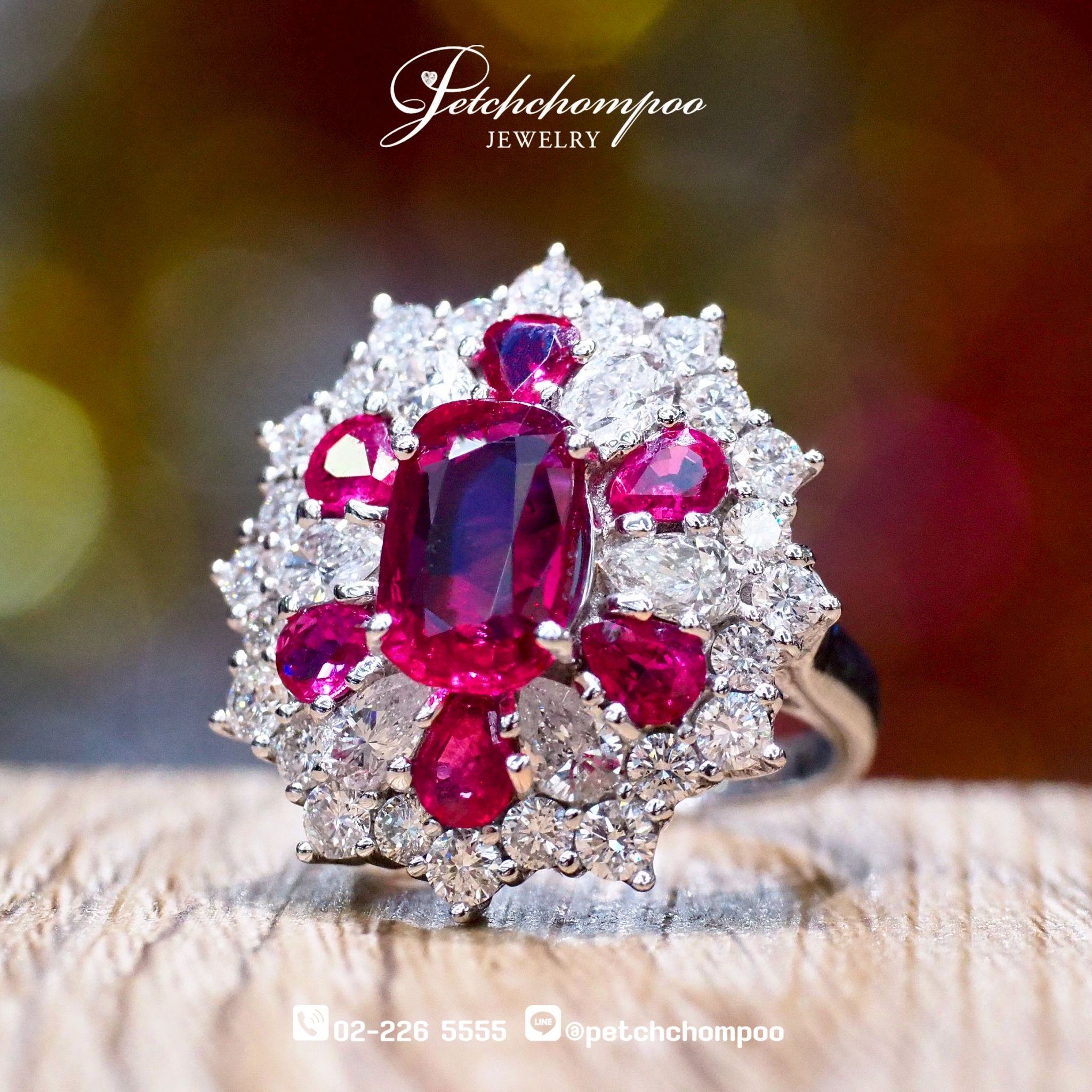 [017446] แหวนทับทิมโมซัมบิคสดไม่เผา เซอร์AIGS ล้อมเพชร  299,000 