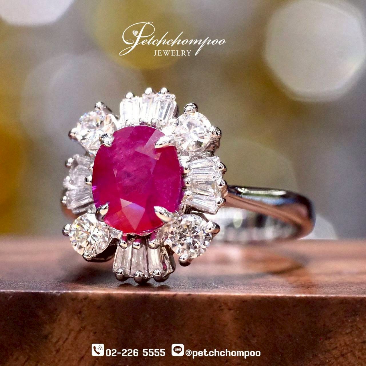 [29924] “Royal Bloom” Burmese Ruby and Diamond Flower Ring  89,000 