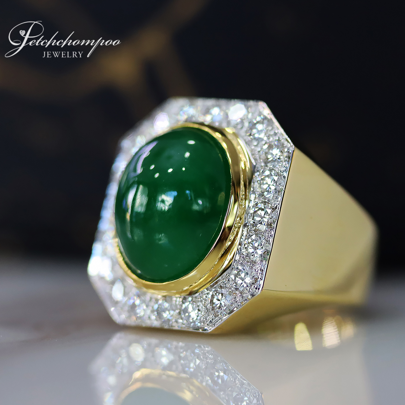[025126] แหวนหยก BM ชายฝังเพชร  159,000 