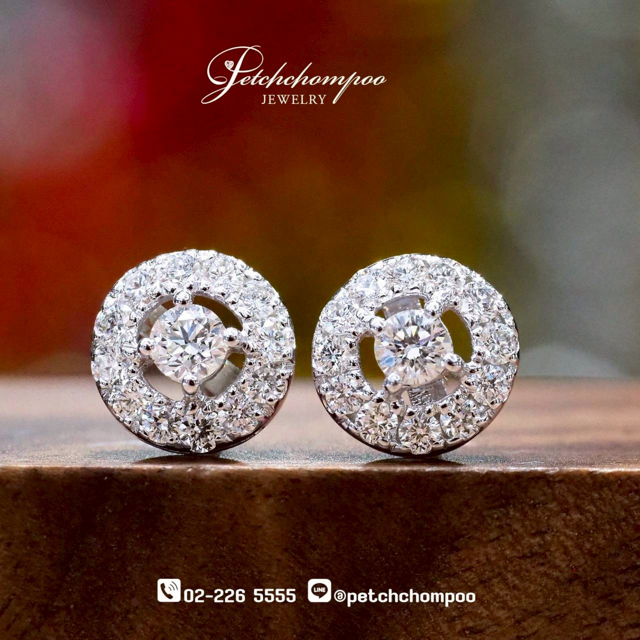 [29993] ต่างหูเพชร Halo Elegance 0.54 กะรัต ลดราคาเหลือ 19,000