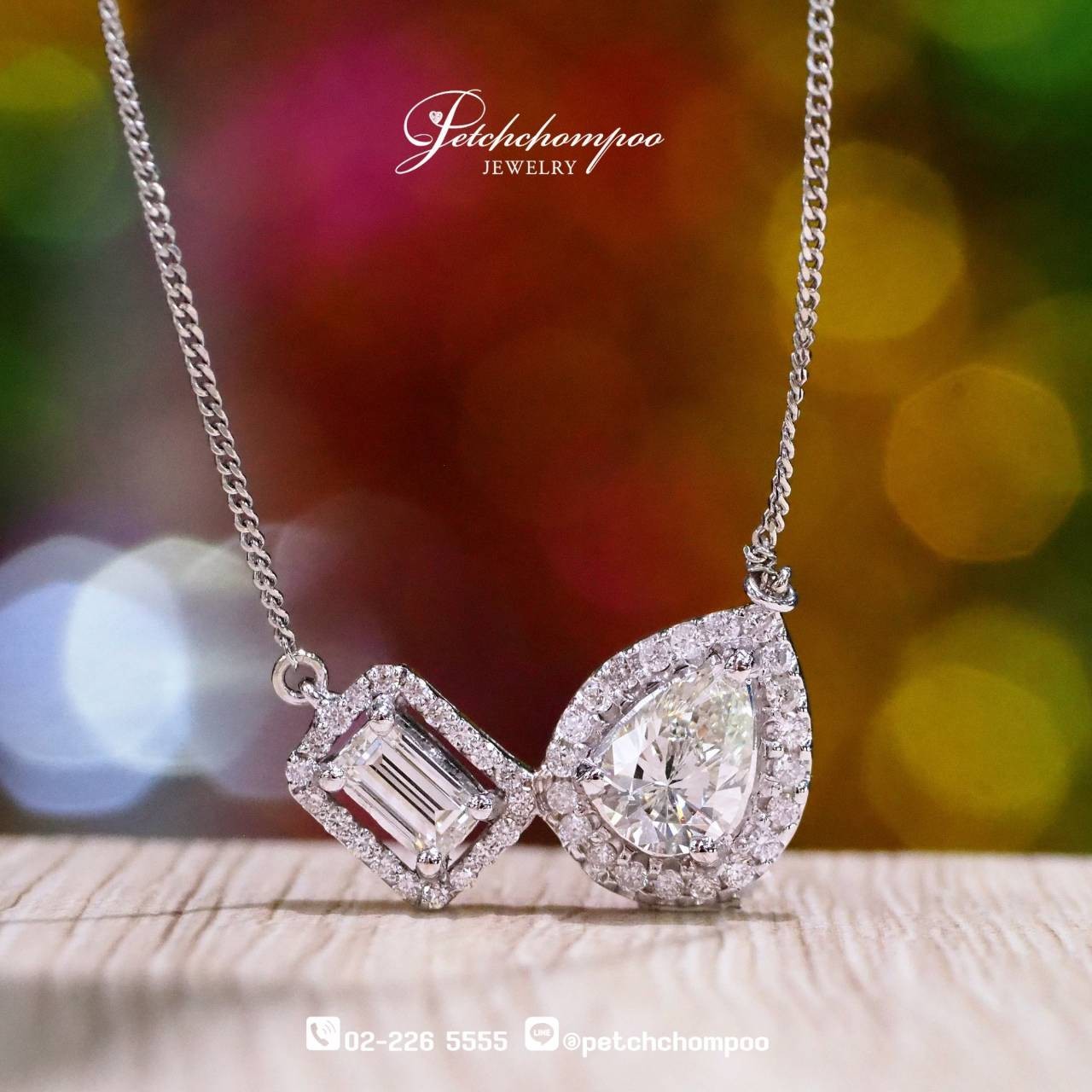 [29779] Dual Brilliance™ – Diamond Necklace with Pear & Emerald Cuts  89,000 