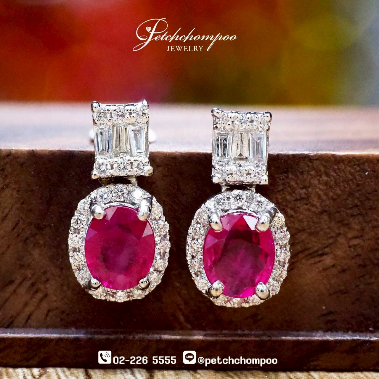 [30068] ต่างหูทับทิม Ruby Halo Radiance™ 1.37 กะรัต ประดับเพชร  39,000 