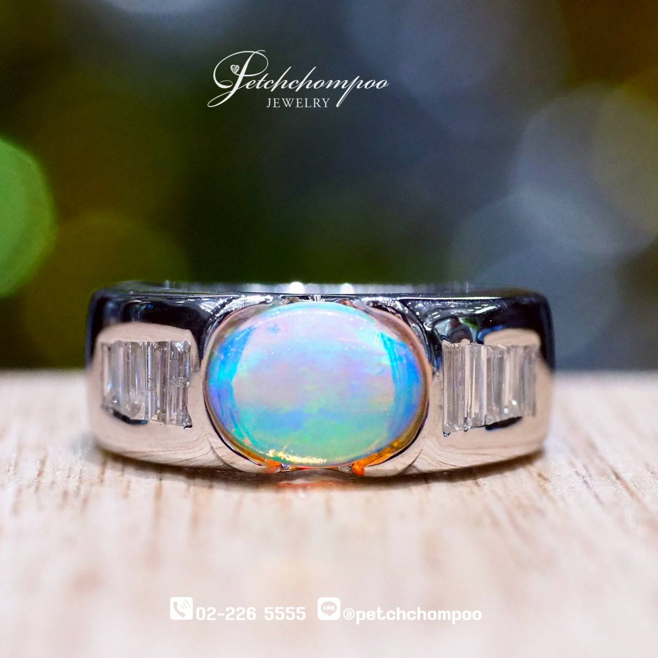 [30109] Opal Baguette Bold™ — Modern Play of Color Opal Ring with Baguette Diamonds | IGL  59,000 