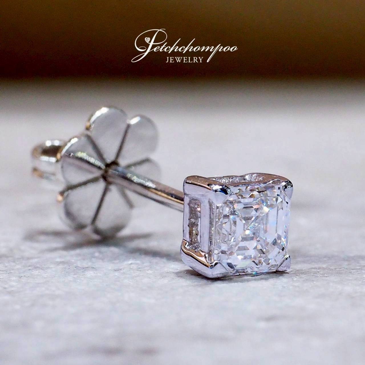 [30784] ต่างหูเพชรPrincess 1 ข้าง Dual Edge Square 0.53 กะรัต | GIA ลดราคาเหลือ 32,000