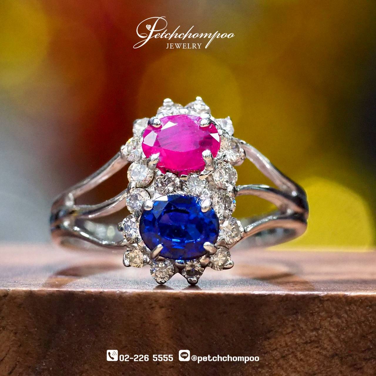 [018803] แหวนทับทิมไขว้ไพลิน พ ม่ า  29,000 
