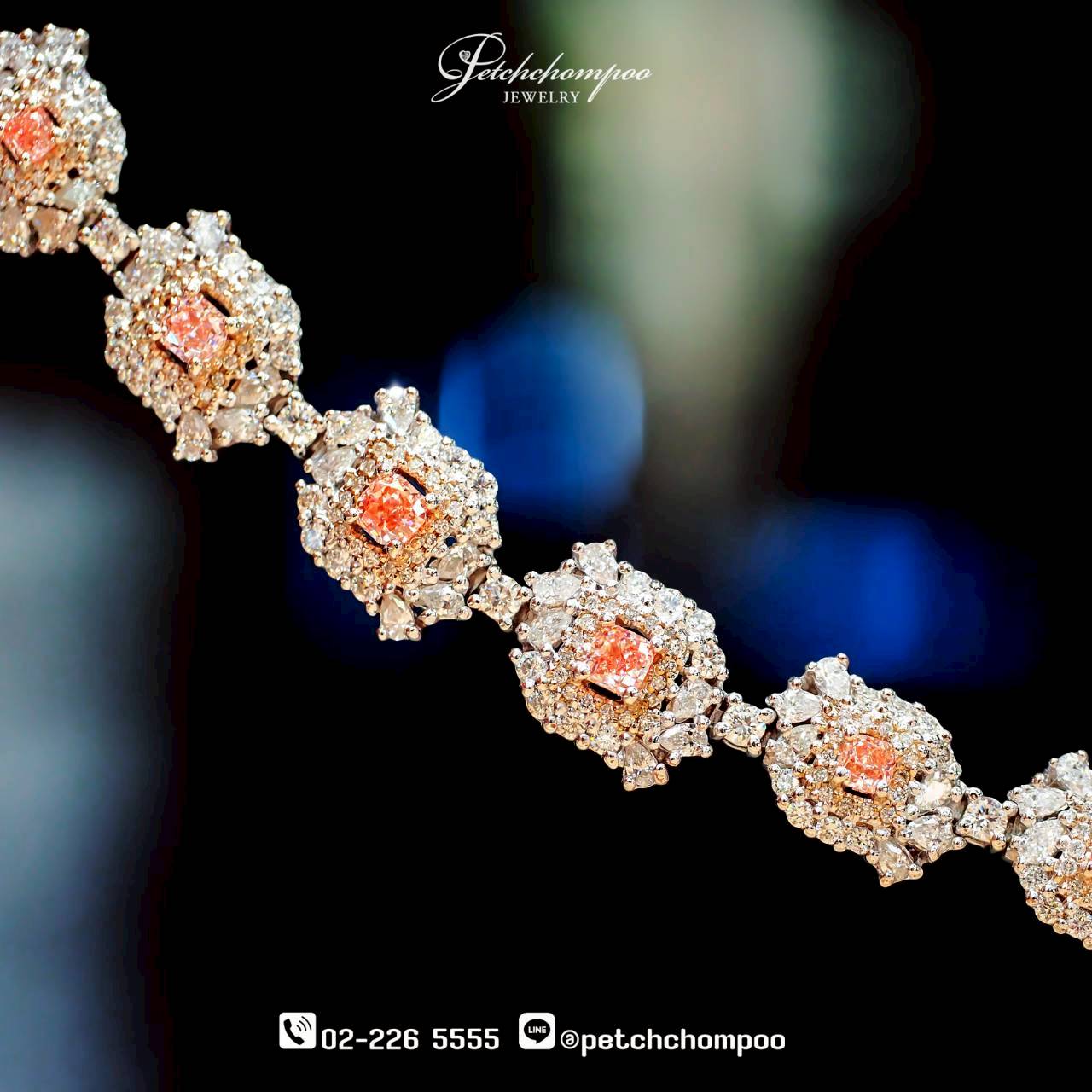 [28684] สร้อยข้อมือเพชรสีชมพู Fancy Pink Halo™ — งามเลอค่าดั่งความรักต้องมนตร์  499,000 