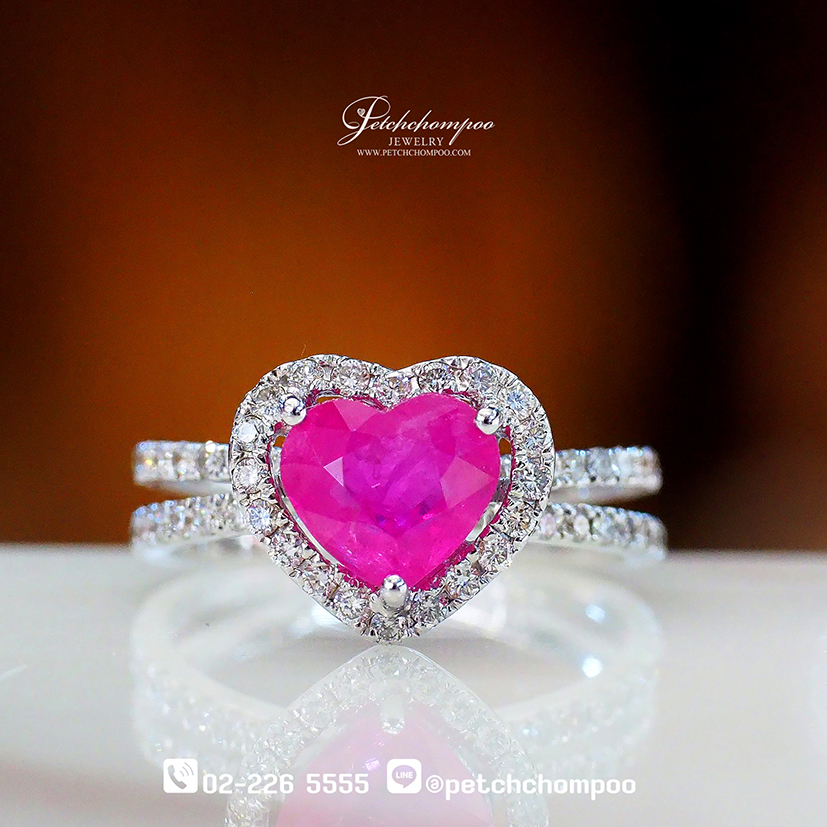 [27612] แหวนทับทิมหัวใจล้อมเพชร  39,000 
