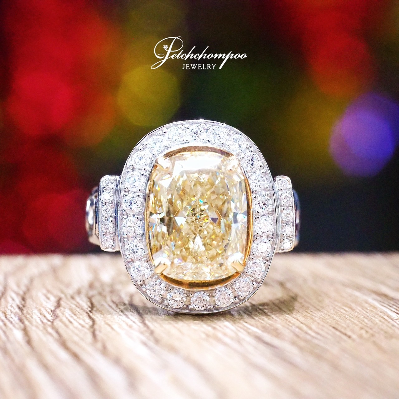 [022768] แหวนเพชร Fancy Yellow 4.90 กะรัต เซอร์ HKD ลดราคาเหลือ 990,000