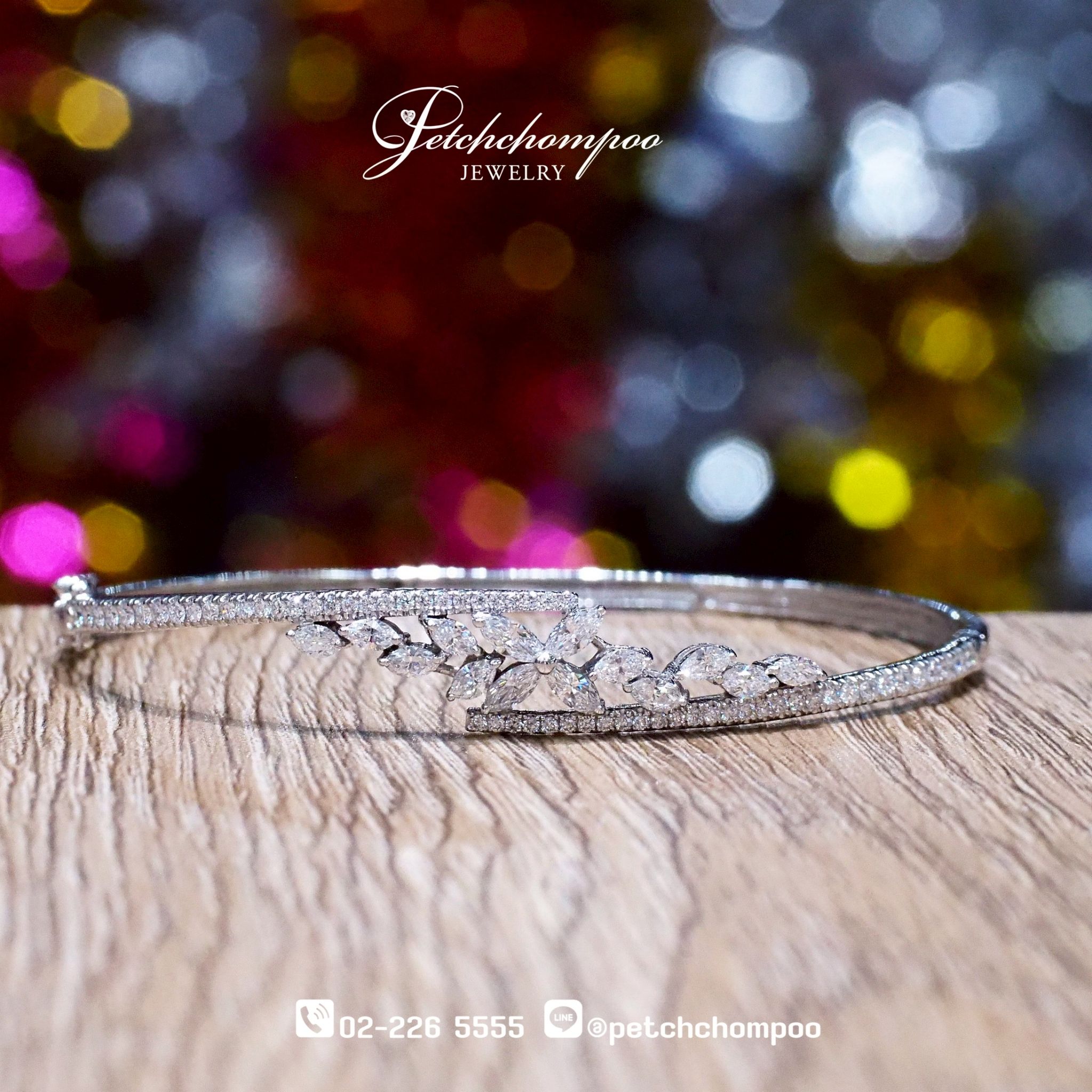 [018682] Marquise Bloom™1.78 carats  Diamond Bangle — Where Elegance Blossoms Discount 89,000