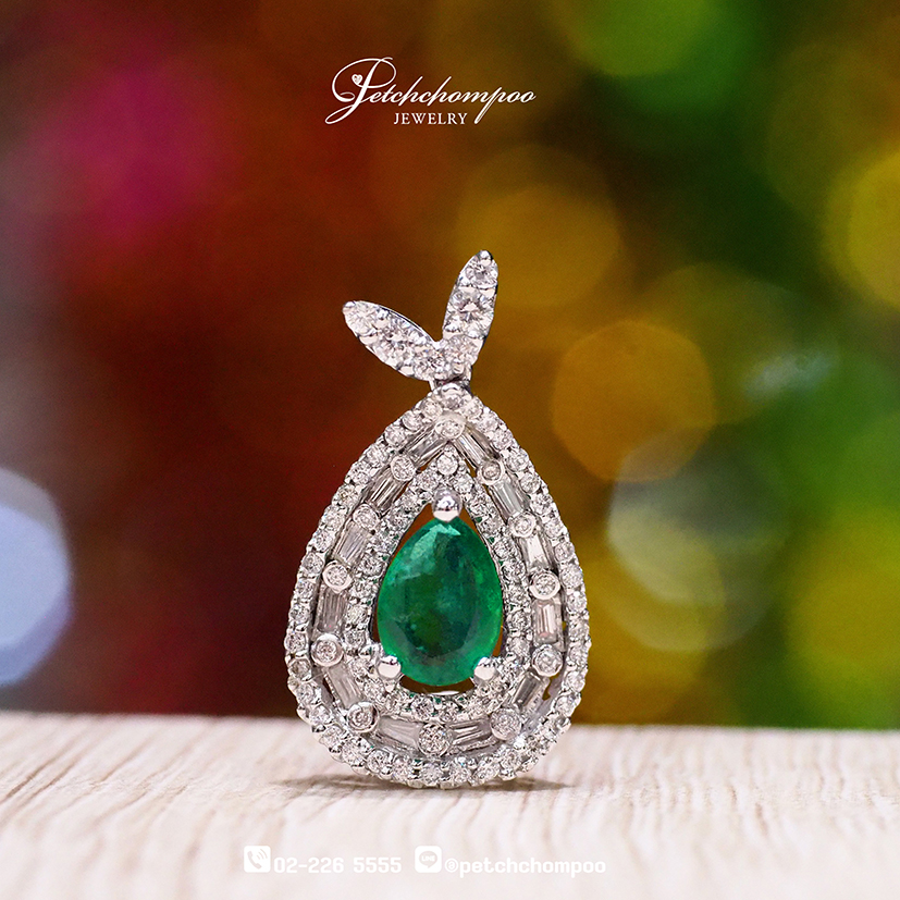 [29777] Zambian Dewdrop™ – Emerald & Diamond Pendant  39,000 