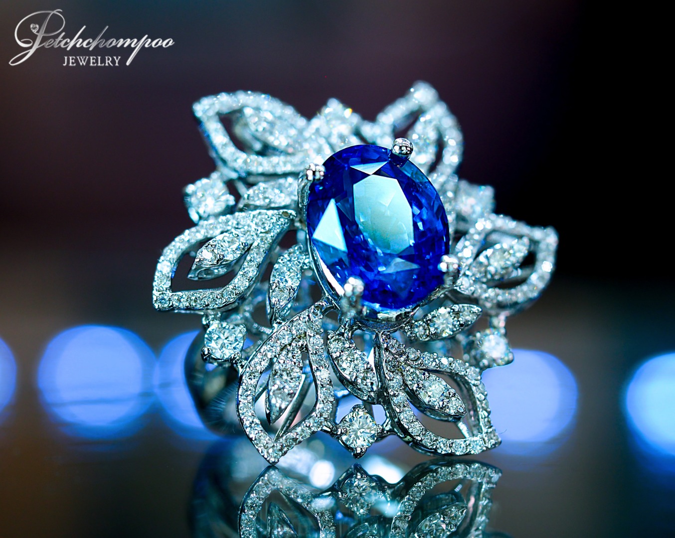 [022574] 7.05 Carats  Ceylon Blue Sapphire With Diamond Ring Discount 239,400