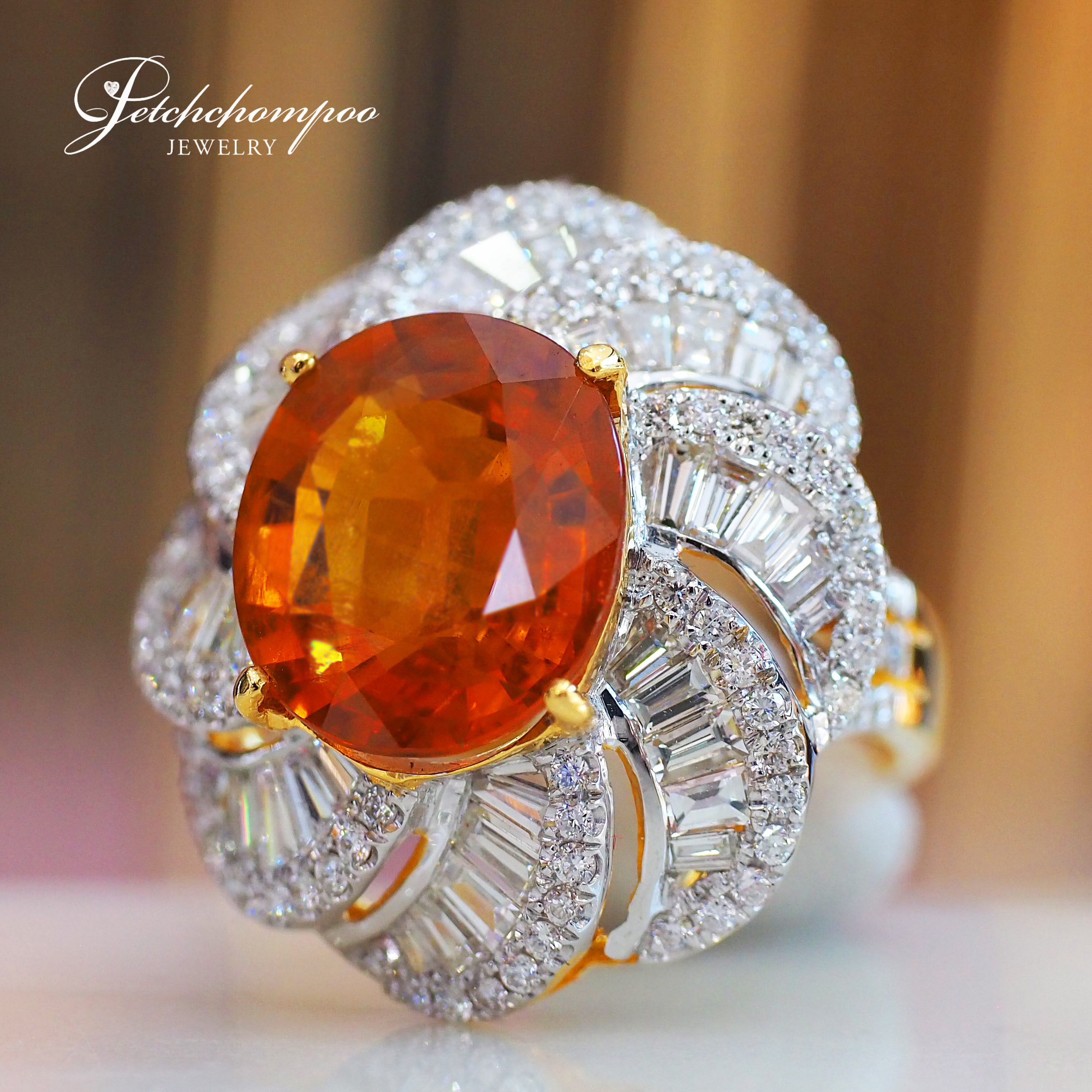 [26466] แหวนบุษราคัมบางกะจะ 7.48 กะรัตล้อมเพชรเซอร์ IGL  149,000 