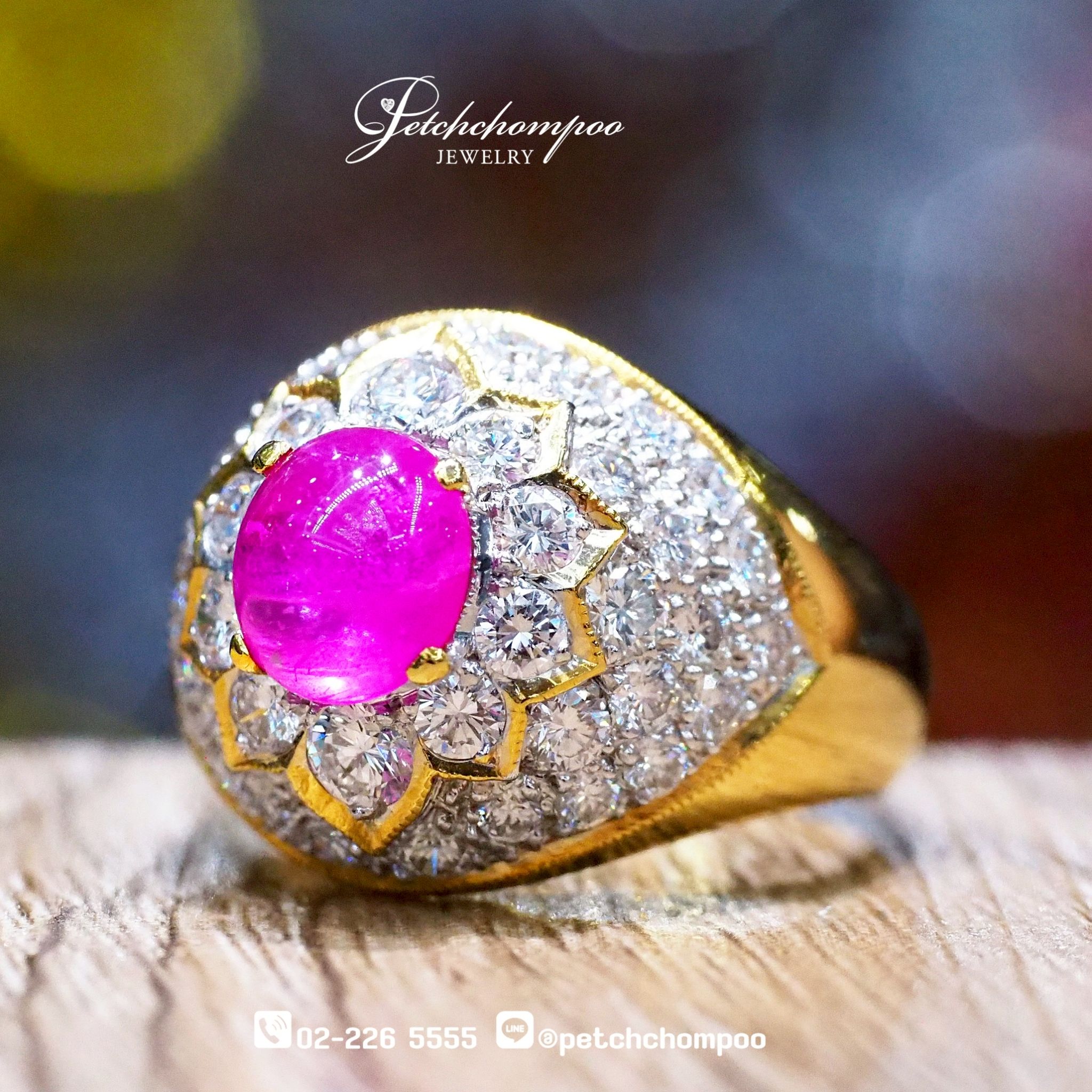 [28408] แหวนทับทิม พ ม่ า ล้อมเพชรหน้ากว้าง  59,000 