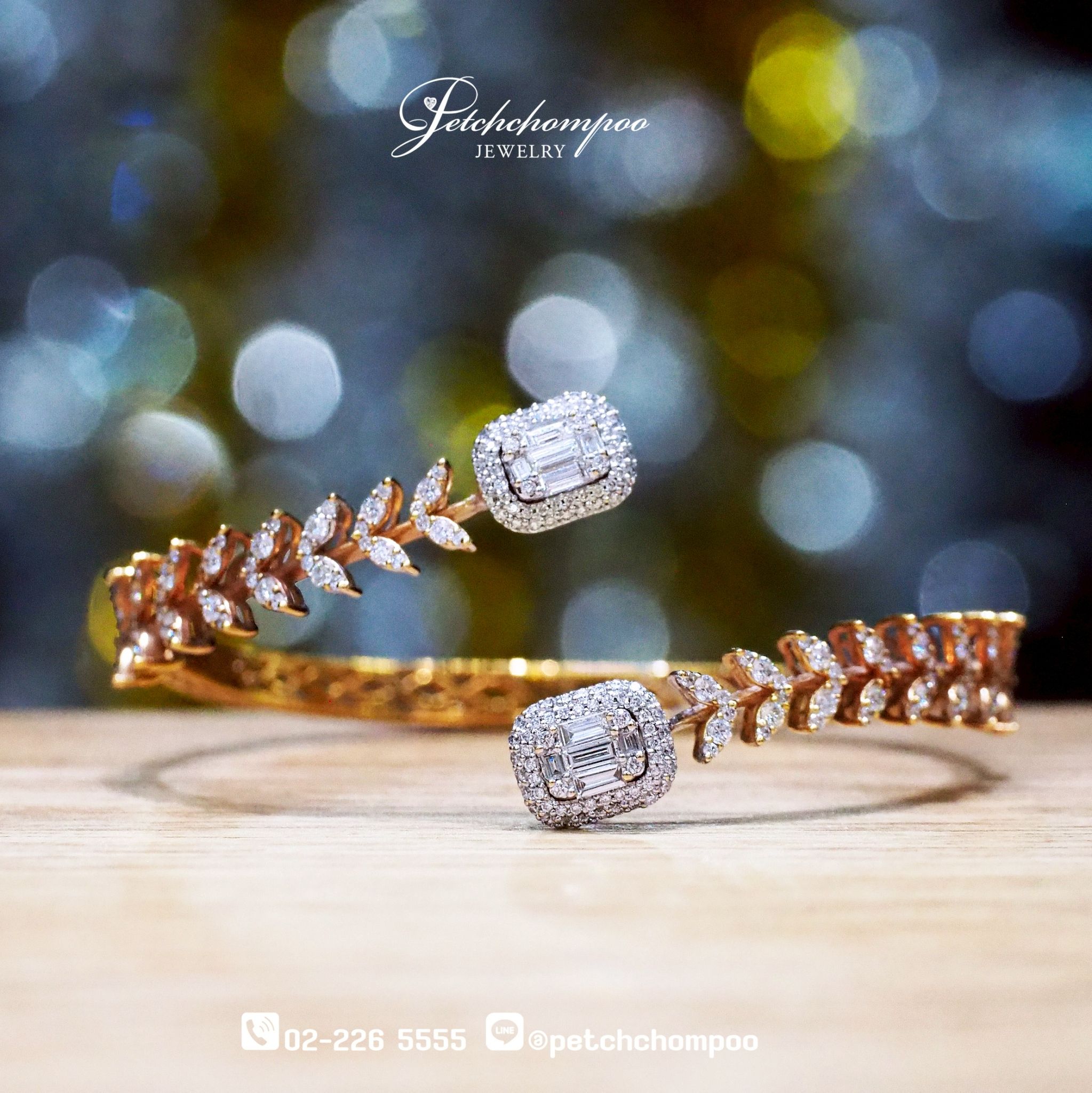 [021948] “Regalia Leaf™” – 18K Pink Gold Diamond Leaf Bangle, 2.35 Carats of Natural Diamonds  139,000 