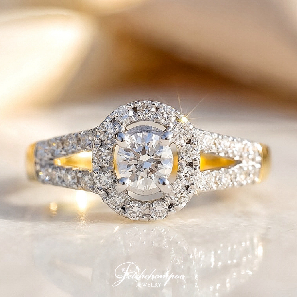 [28657] GIA Certified Diamond Ring 0.30 Carat™ with Halo & Pave Setting (F / VS2 / 3EX)  49,000 