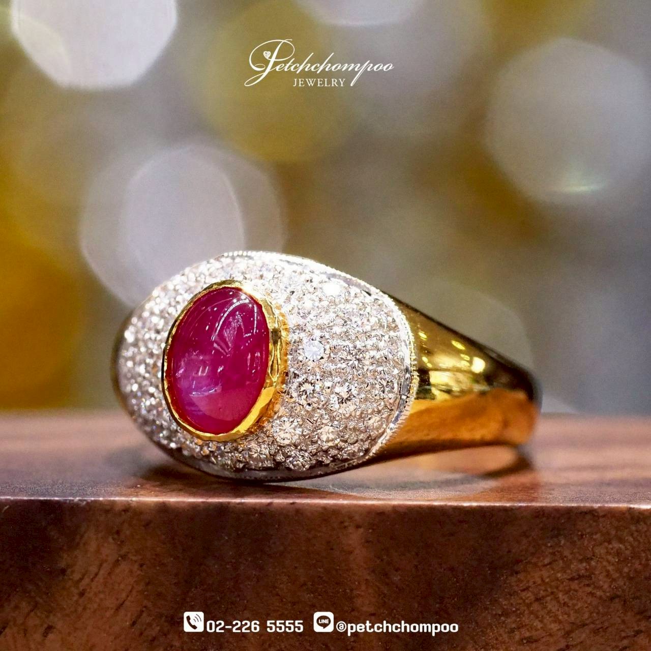 [29925] “Celestial Star” Burmese Star Ruby & Diamond Dome Ring  49,000 