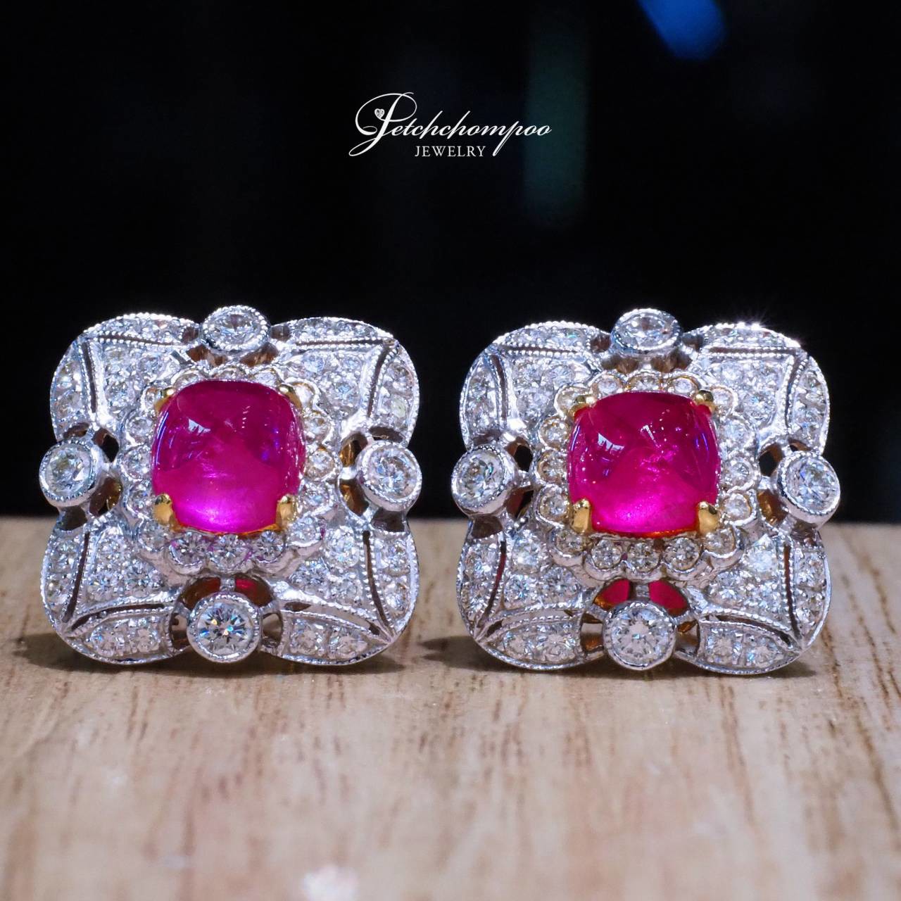 [31097] Imperial  Burma Ruby Earrings - 3.75 Ct  | IGL  139,000 