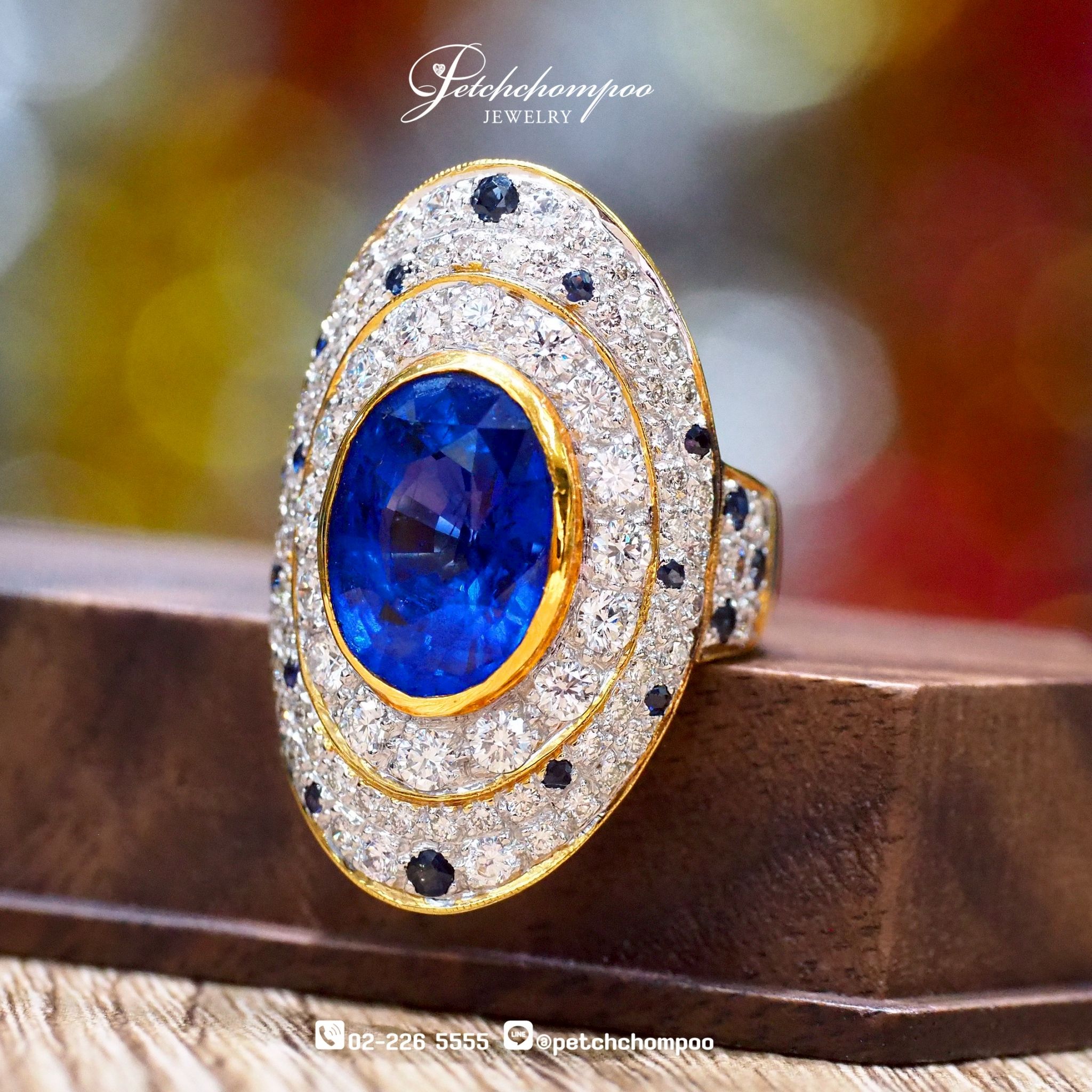 [022792] แหวนไพลินซีลอน Royal Blue 6.45 กะรัตเซอร์ AIG  490,000 