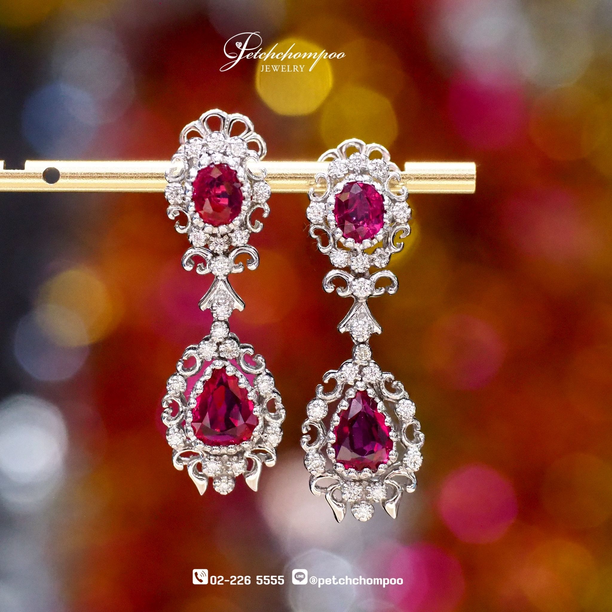 [29965] Siam Ruby Royale™3.13 carat  Earrings — The Grace of Crimson Legacy  79,000 